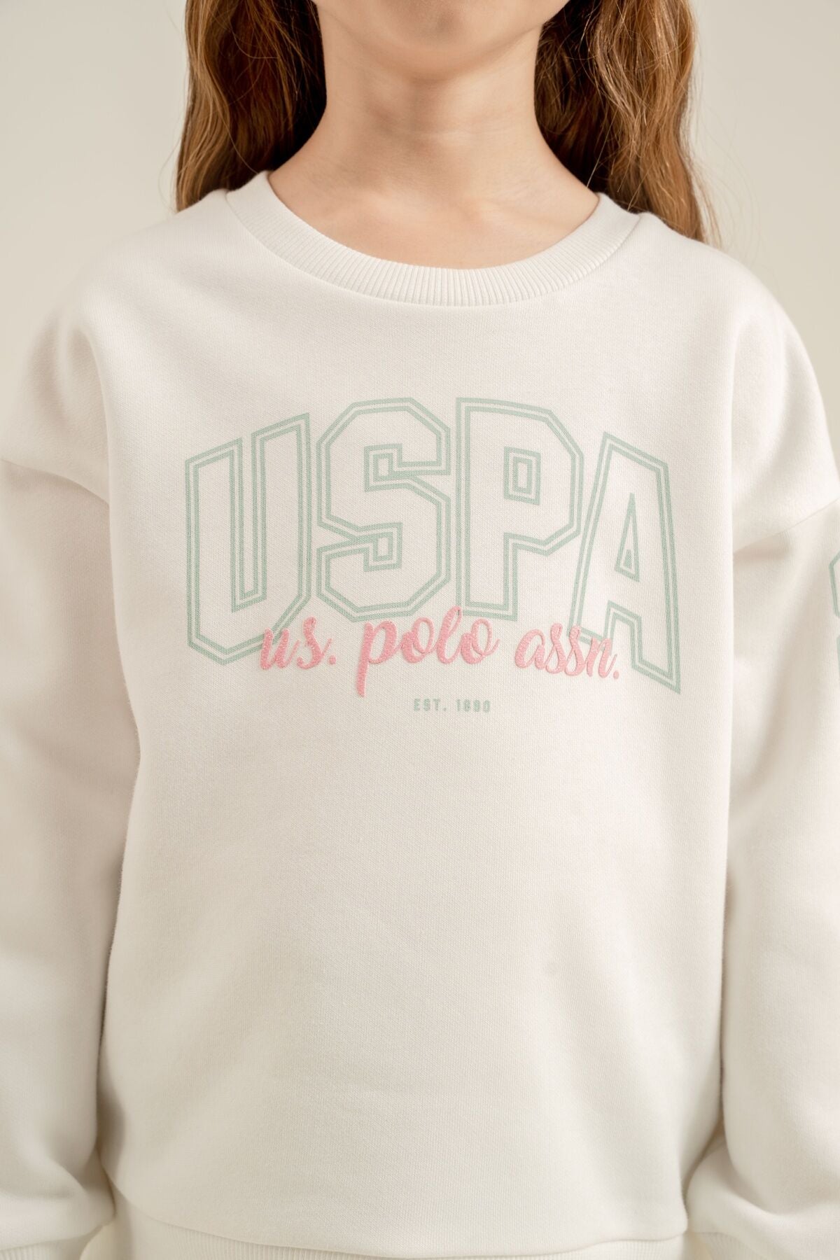 U.S. Polo Assn. Kız Çocuk Baskılı Beyaz Uzun Kol Eşofman Takımı US2709-C-V2