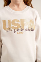 U.S. Polo Assn. Kız Çocuk Baskılı Beyaz Uzun Kol Eşofman Takımı US2711-C-V1