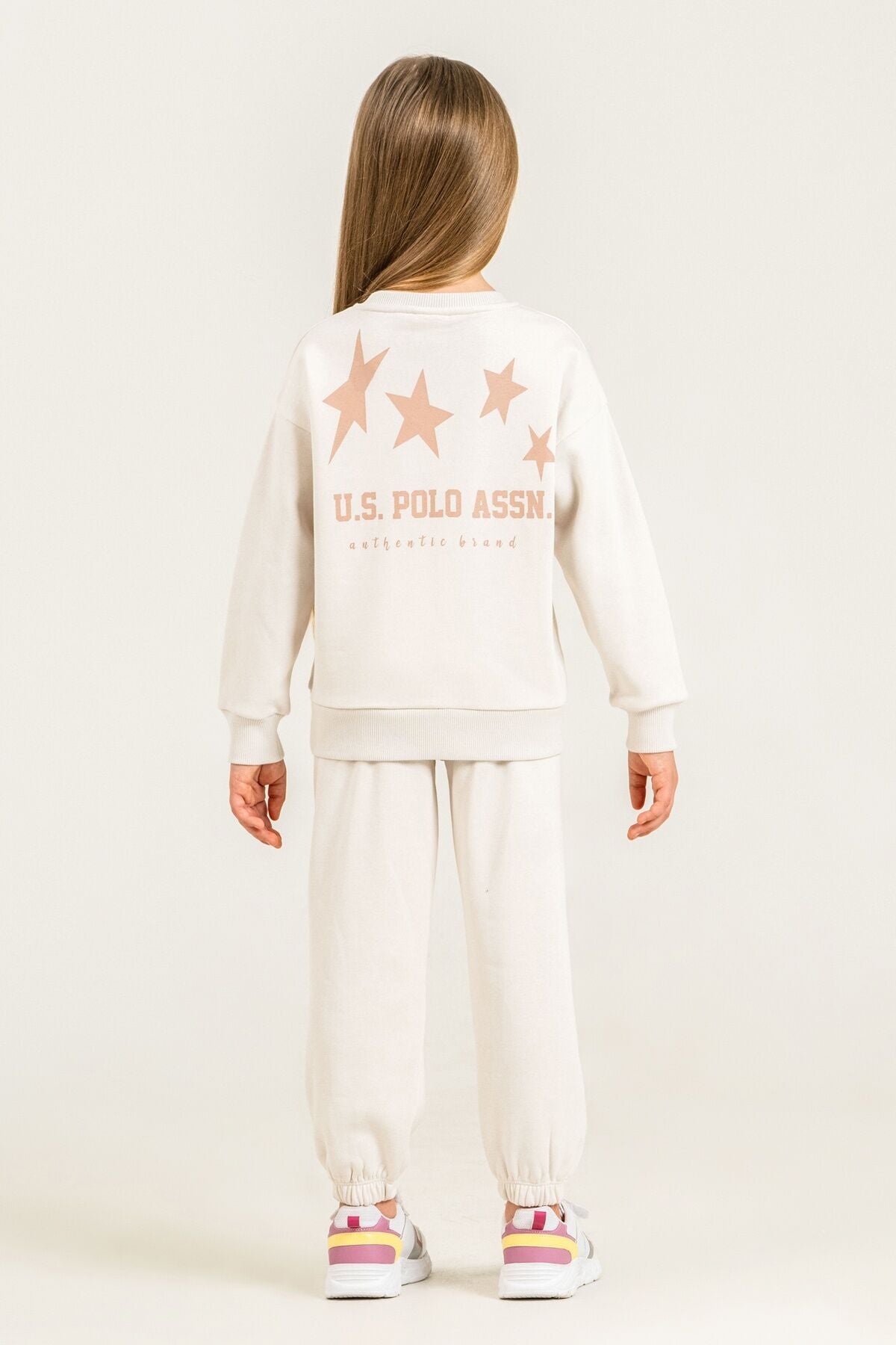 U.S. Polo Assn. Kız Çocuk Baskılı Beyaz Uzun Kol Eşofman Takımı US2716-C-V1