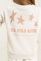 U.S. Polo Assn. Kız Çocuk Baskılı Beyaz Uzun Kol Eşofman Takımı US2716-C-V1