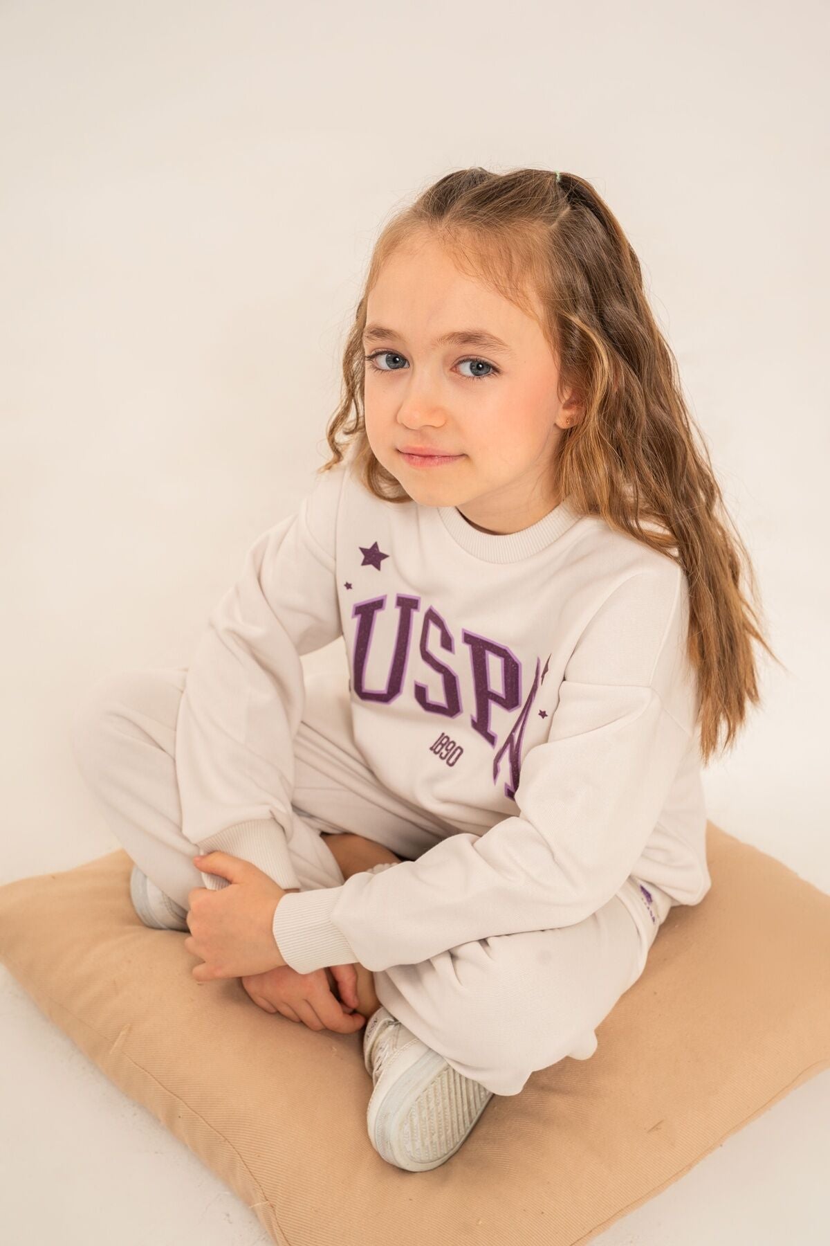 U.S. Polo Assn. Kız Çocuk Baskılı Beyaz Uzun Kol Eşofman Takımı US2732-C-V1
