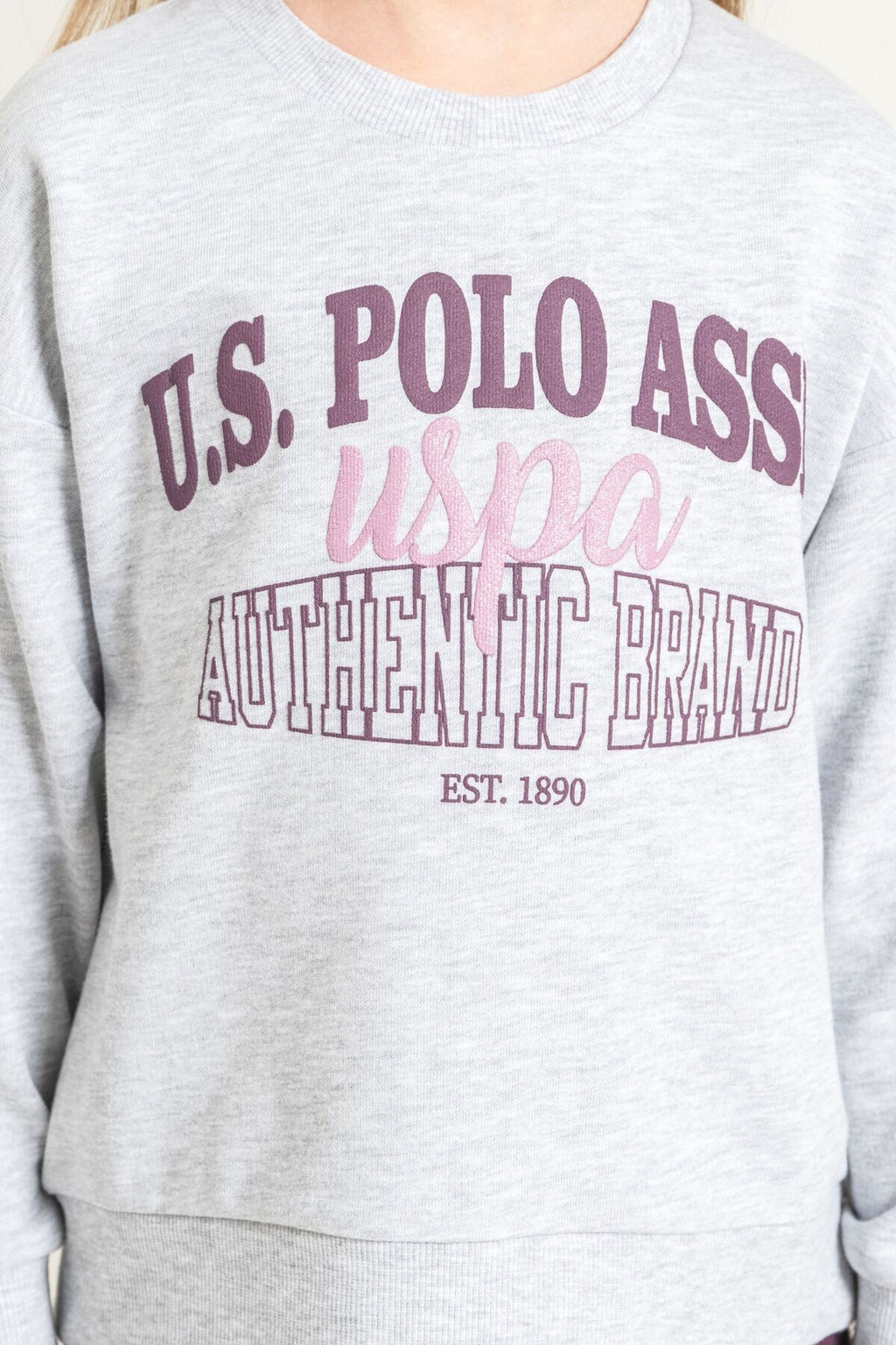U.S. Polo Assn. Kız Çocuk Baskılı Gri Uzun Kol Eşofman Takımı US2714-C-V2