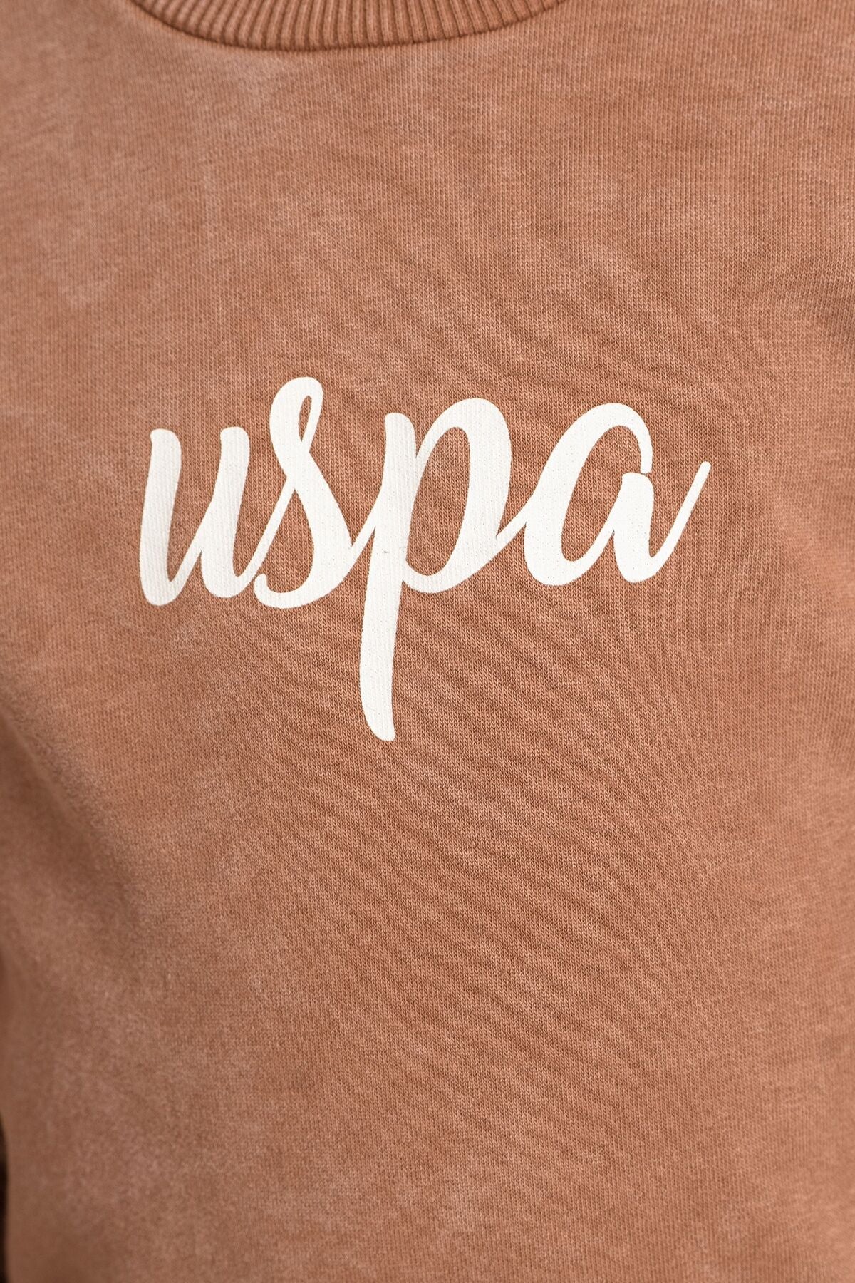 U.S. Polo Assn. Kız Çocuk Baskılı Kahverengi Uzun Kol Eşofman Takımı US2724-C-V1
