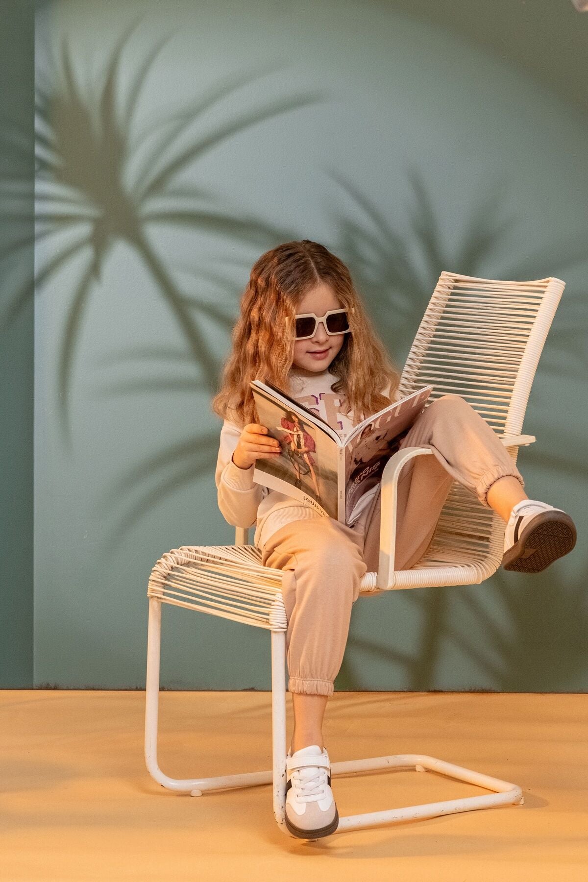 U.S. Polo Assn. Kız Çocuk Baskılı Krem Uzun Kol Eşofman Takımı US2706-C-V2