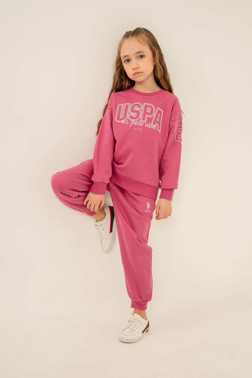 U.S. Polo Assn. Kız Çocuk Baskılı Mor Uzun Kol Eşofman Takımı US2709-C-V1