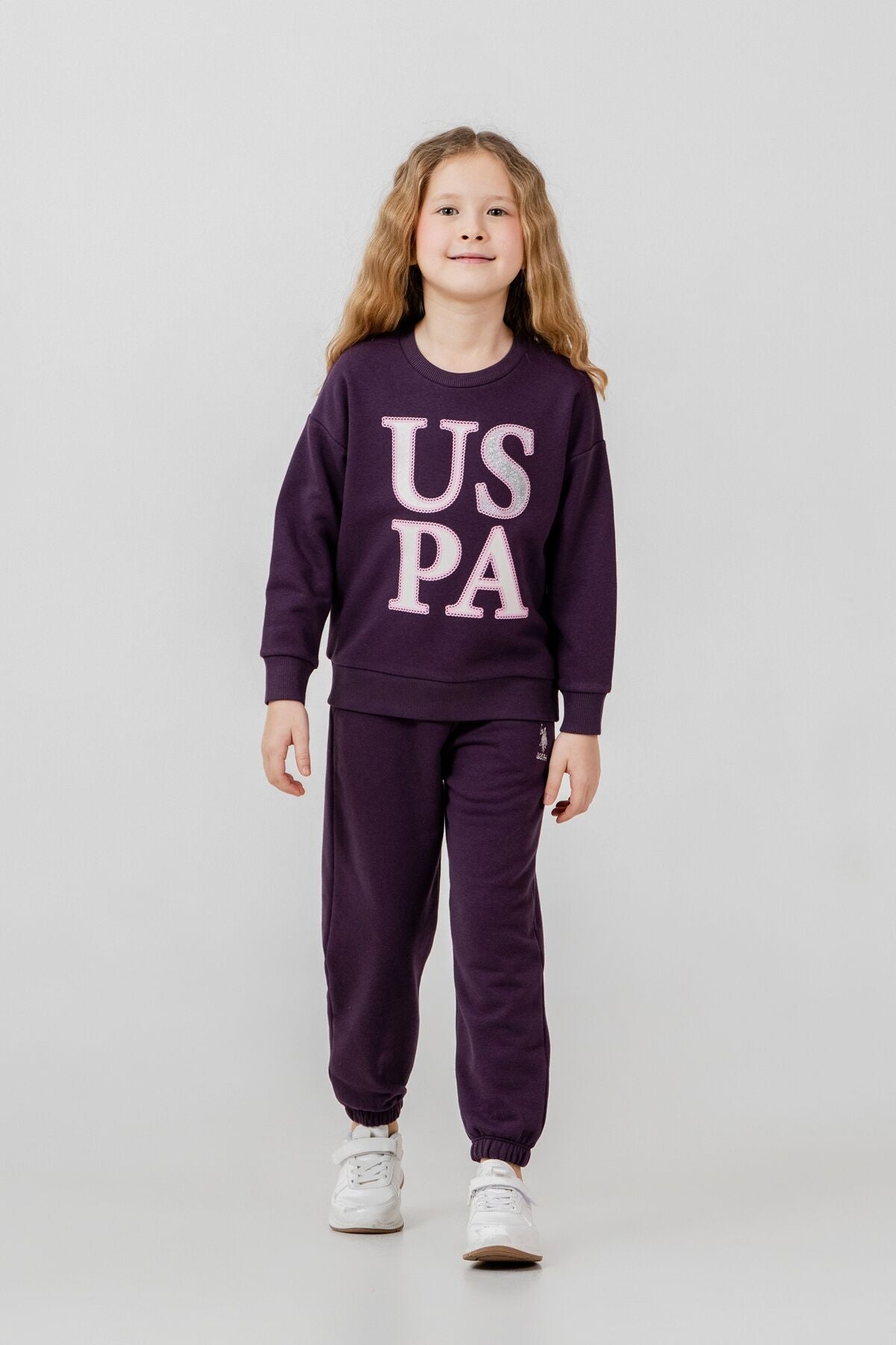 U.S. Polo Assn. Kız Çocuk Baskılı Mor Uzun Kol Eşofman Takımı US2712-C-V1