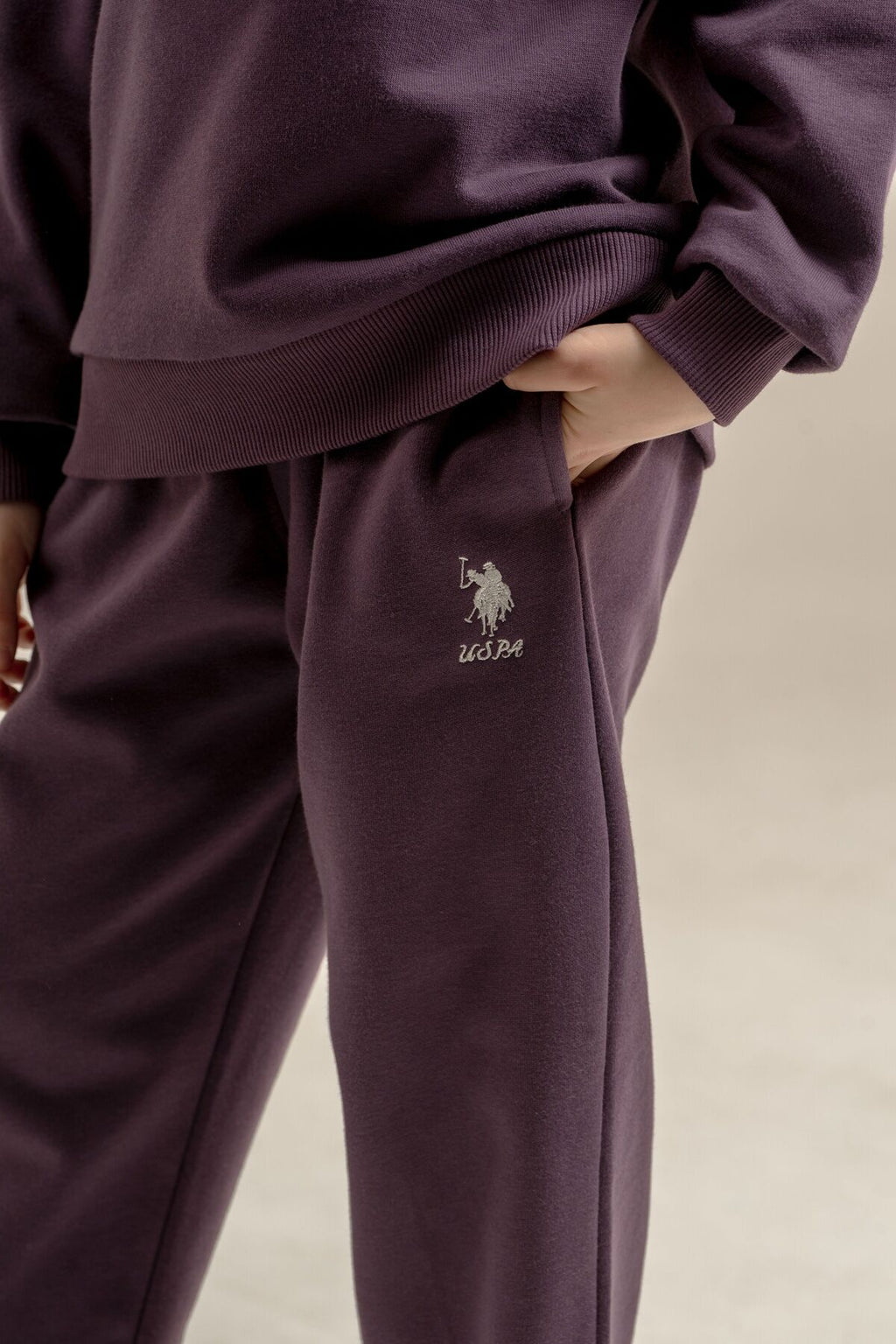 U.S. Polo Assn. Kız Çocuk Baskılı Mor Uzun Kol Eşofman Takımı US2717-C-V2