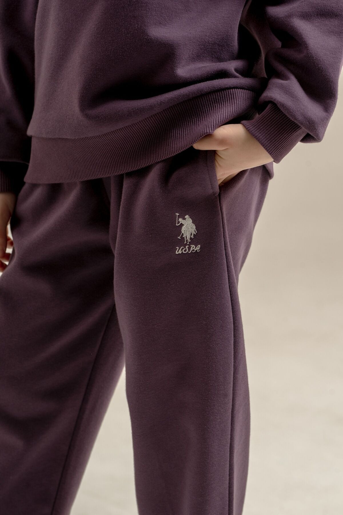 U.S. Polo Assn. Kız Çocuk Baskılı Mor Uzun Kol Eşofman Takımı US2717-C-V2