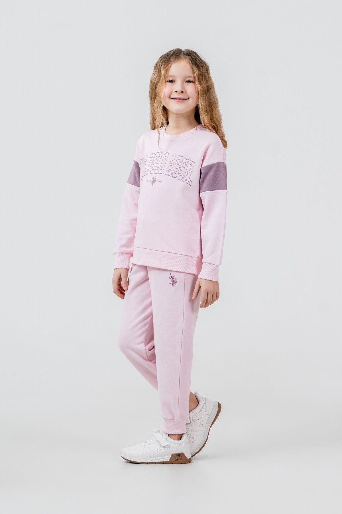 U.S. Polo Assn. Kız Çocuk Baskılı Pembe Uzun Kol Eşofman Takımı US2704-C-V1
