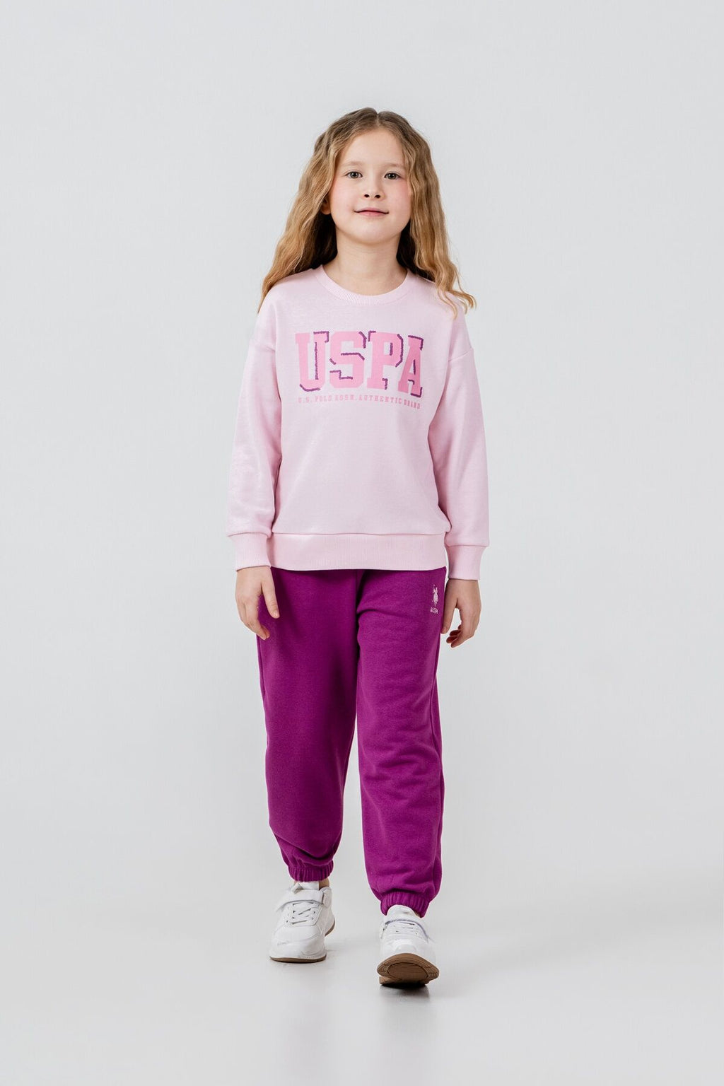 U.S. Polo Assn. Kız Çocuk Baskılı Pembe Uzun Kol Eşofman Takımı US2706-C-V1