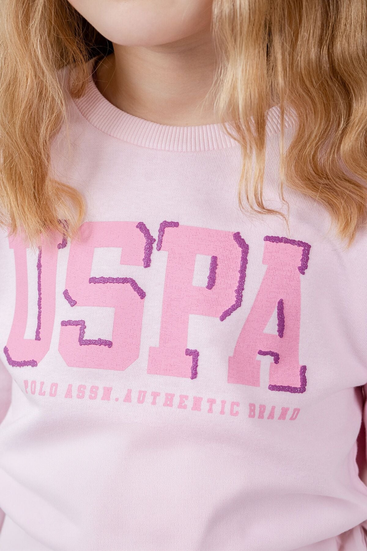 U.S. Polo Assn. Kız Çocuk Baskılı Pembe Uzun Kol Eşofman Takımı US2706-C-V1