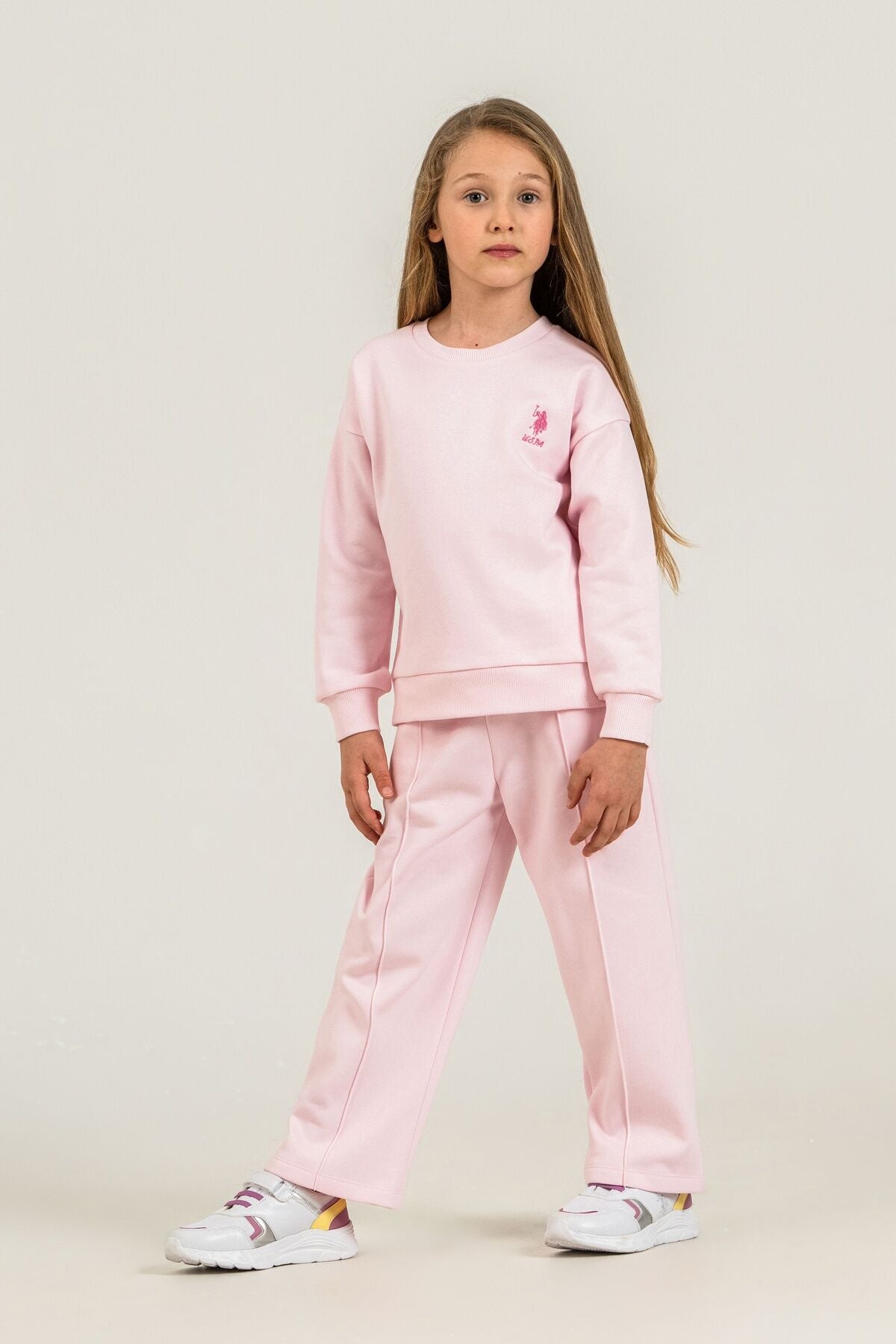 U.S. Polo Assn. Kız Çocuk Baskılı Pembe Uzun Kol Eşofman Takımı US2707-C-V1 Ürün ikincil görseli