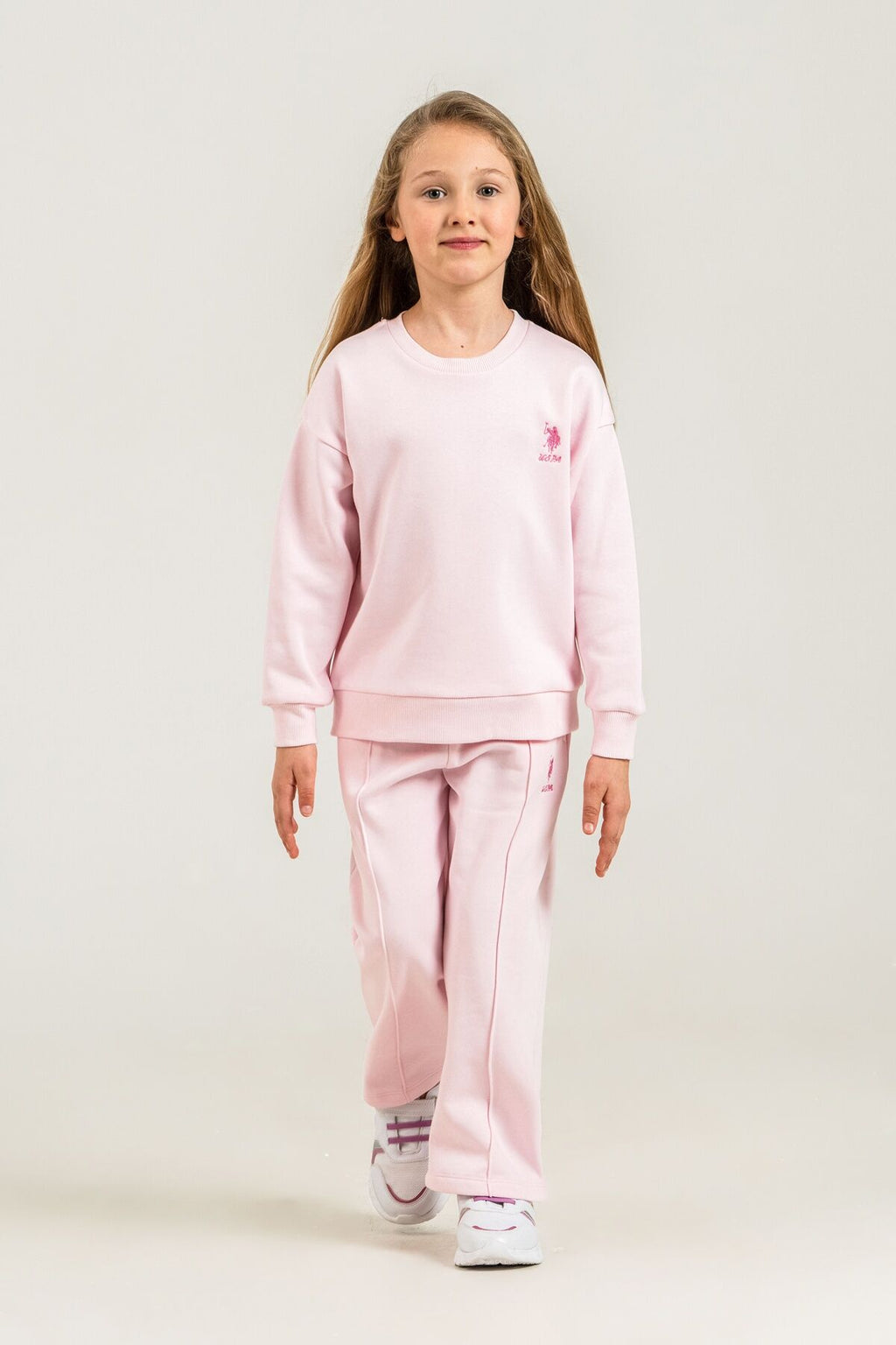 U.S. Polo Assn. Kız Çocuk Baskılı Pembe Uzun Kol Eşofman Takımı US2707-C-V1