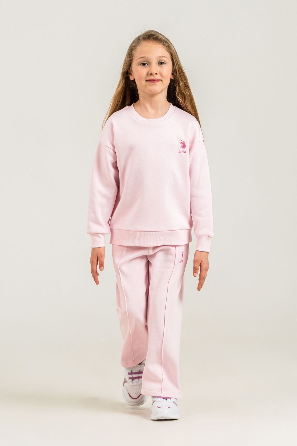 U.S. Polo Assn. Kız Çocuk Baskılı Pembe Uzun Kol Eşofman Takımı US2707-C-V1