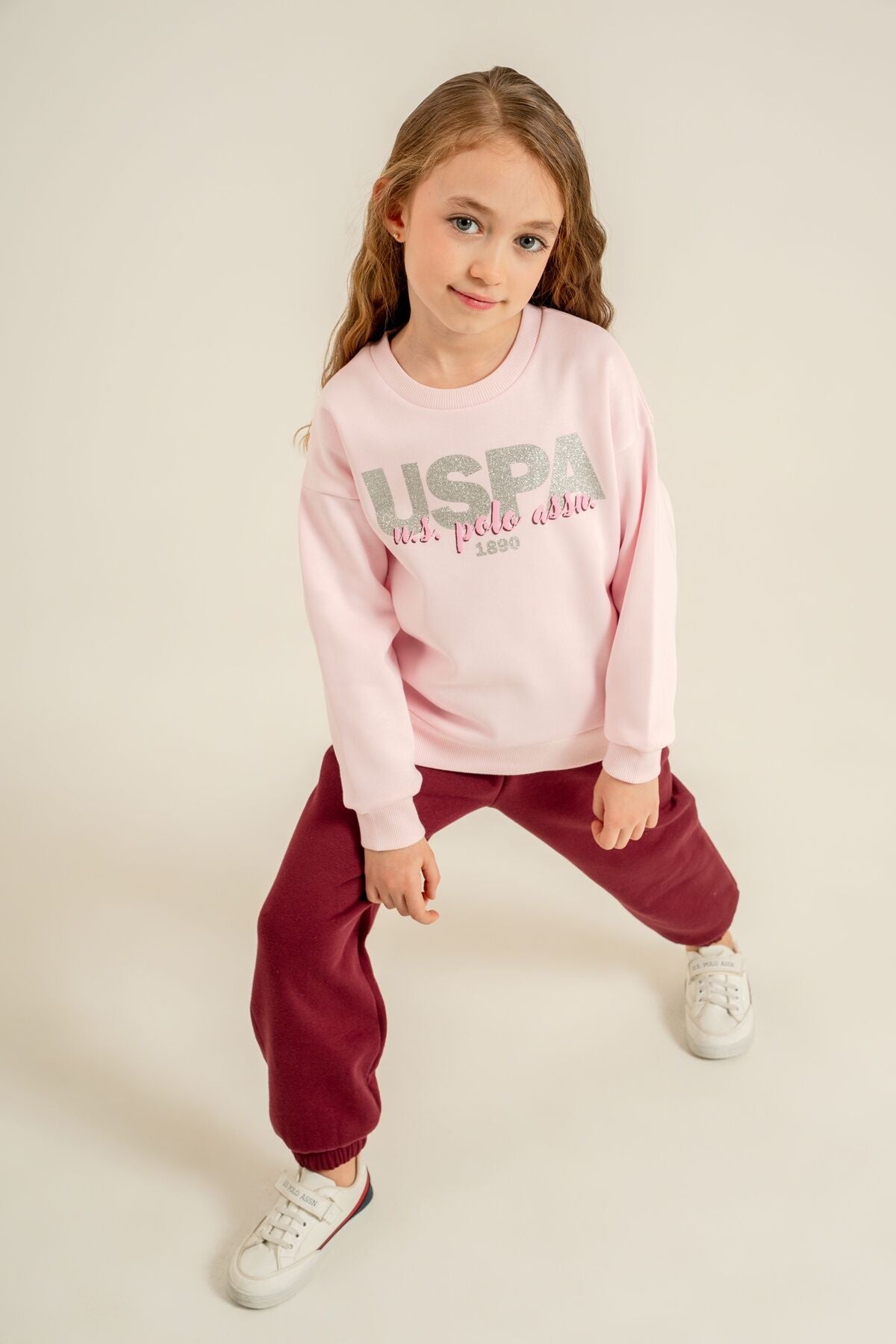 U.S. Polo Assn. Kız Çocuk Baskılı Pembe Uzun Kol Eşofman Takımı US2711-C-V2 Ürün ana görseli