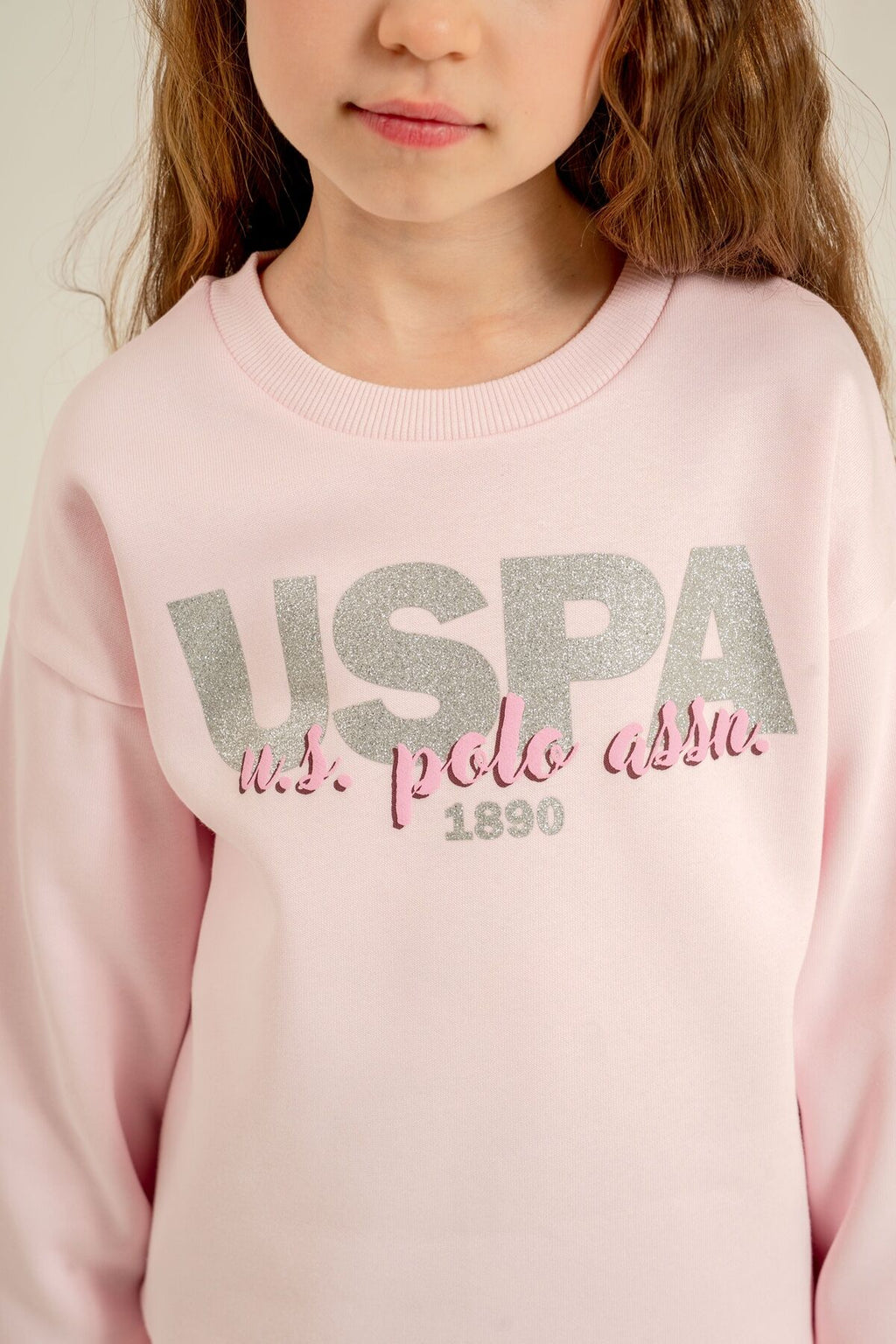 U.S. Polo Assn. Kız Çocuk Baskılı Pembe Uzun Kol Eşofman Takımı US2711-C-V2