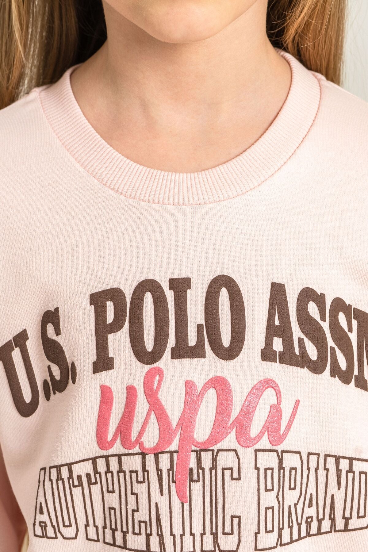 U.S. Polo Assn. Kız Çocuk Baskılı Turuncu Uzun Kol Eşofman Takımı US2714-C-V1