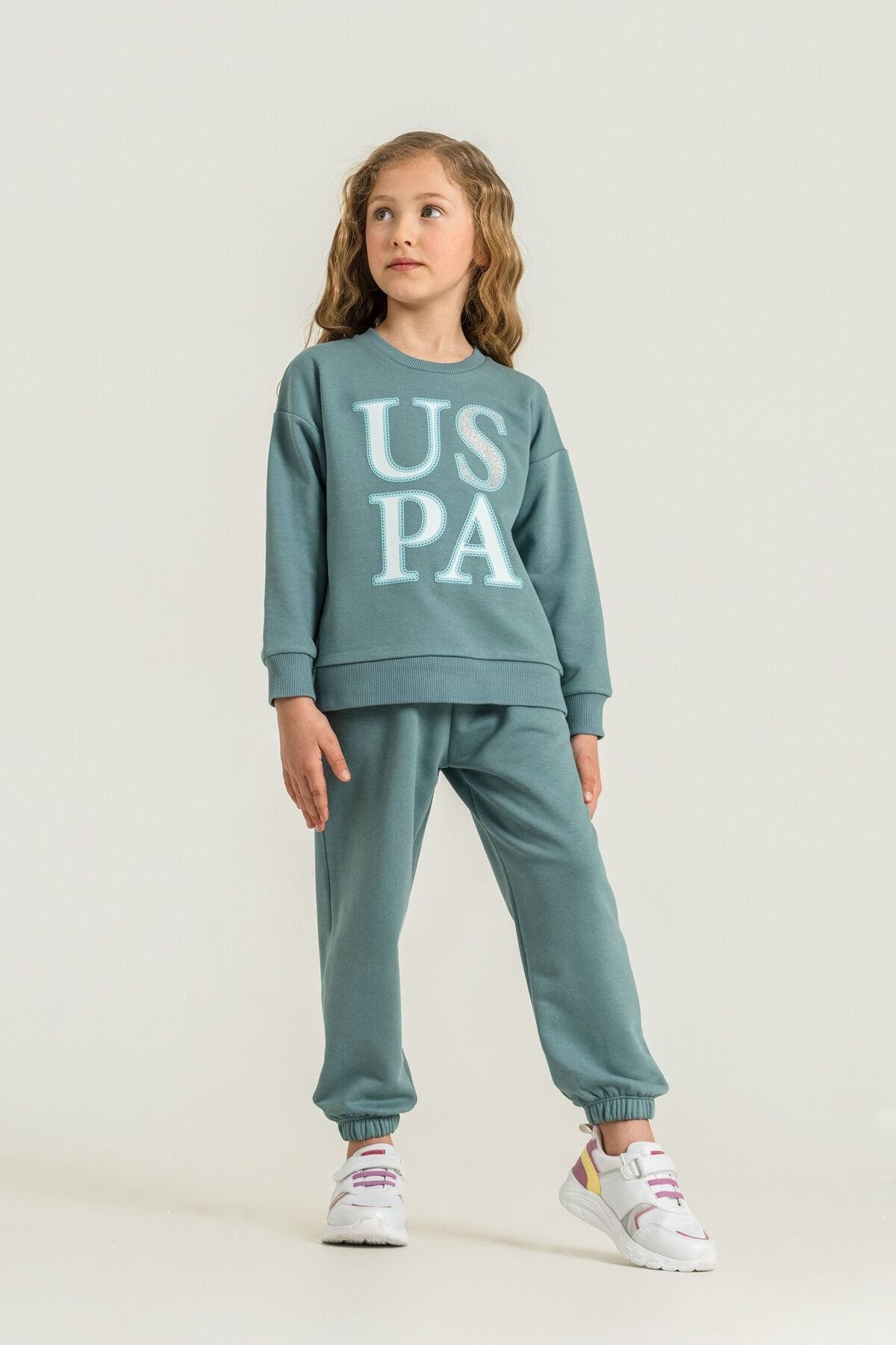 U.S. Polo Assn. Kız Çocuk Baskılı Yeşil Uzun Kol Eşofman Takımı US2712-C-V3