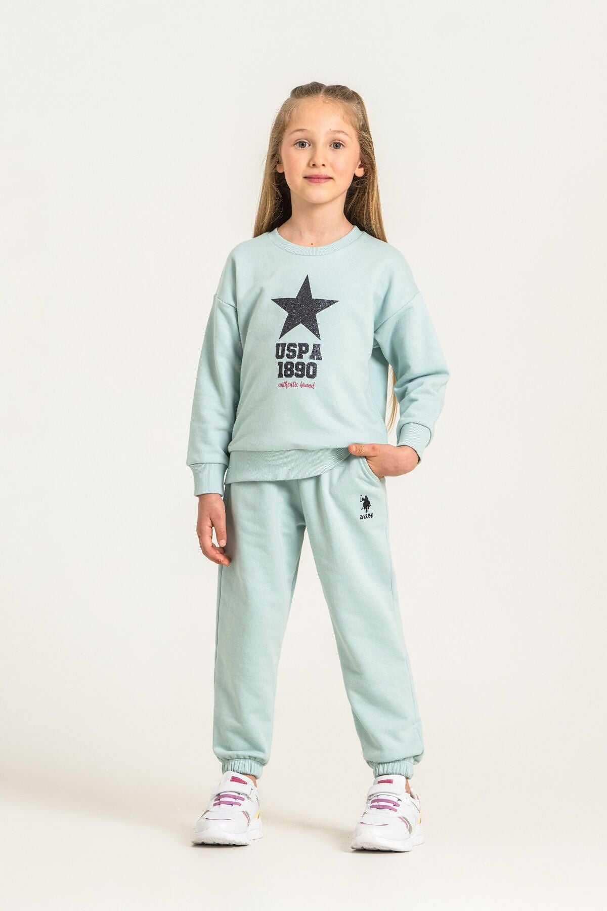 U.S. Polo Assn. Kız Çocuk Baskılı Yeşil Uzun Kol Eşofman Takımı US2719-C-V3 Ürün ikincil görseli