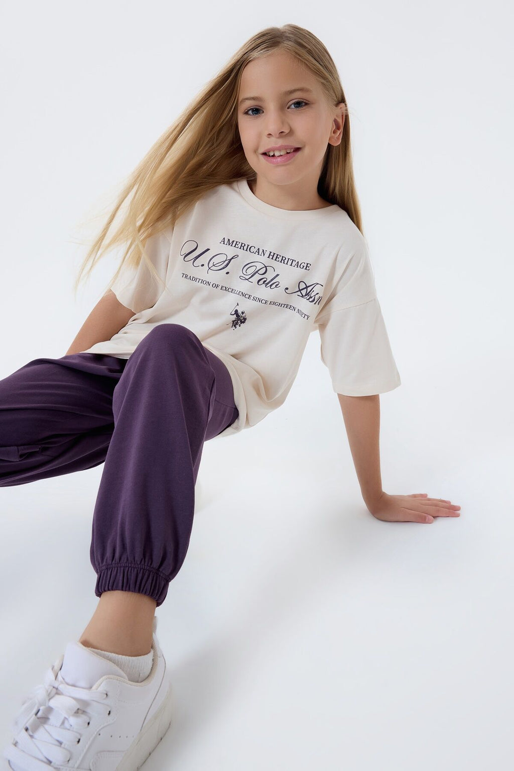 U.S. Polo Assn Kız Çocuk Beyaz Pijama Takım