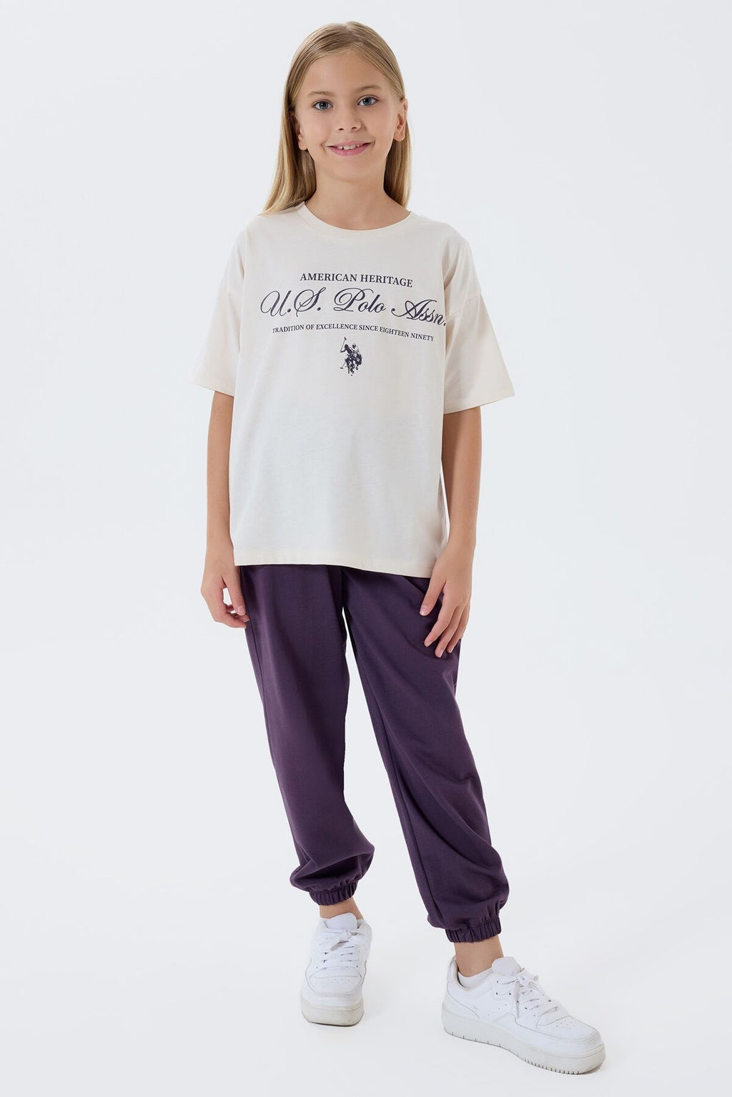U.S. Polo Assn Kız Çocuk Beyaz Pijama Takım