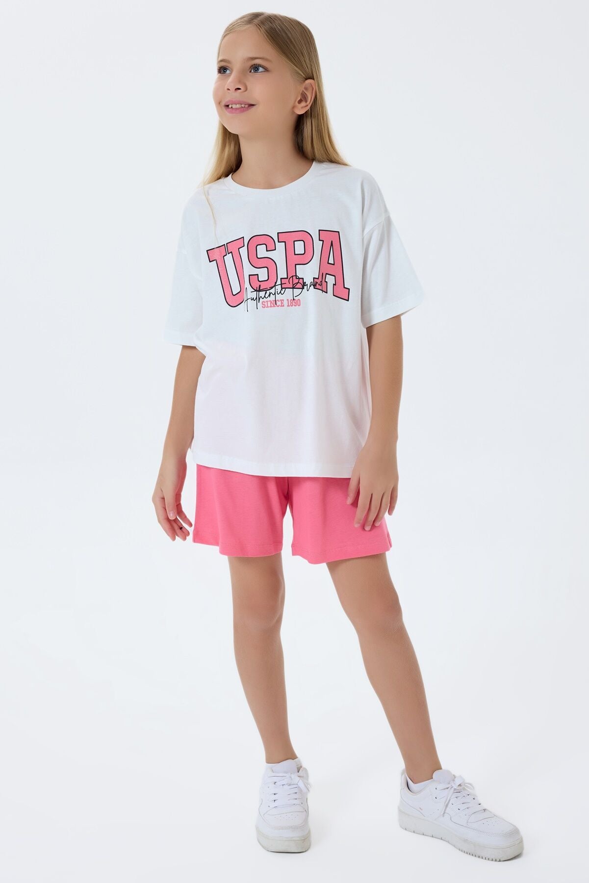 U.S. Polo Assn Kız Çocuk Beyaz Şort Takım Ürün ikincil görseli