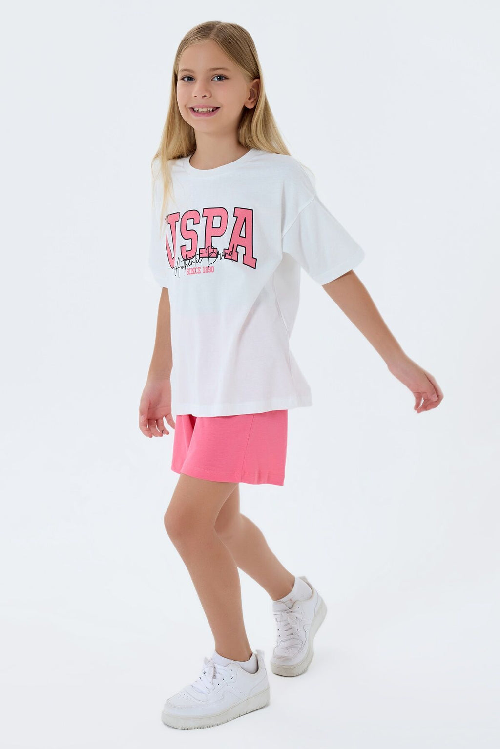 U.S. Polo Assn Kız Çocuk Beyaz Şort Takım