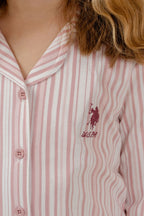 U.S. Polo Assn. Kız Çocuk Gömlek Pijama Takımı Nakışlı Krem Uzun Kol Pijama Takımı US2728-C-V1