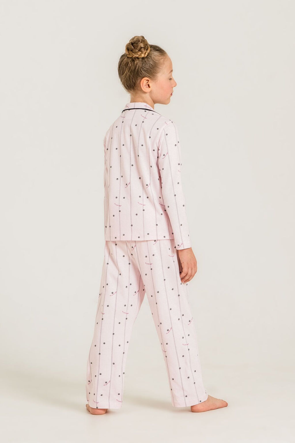 U.S. Polo Assn. Kız Çocuk Gömlek Pijama Takımı Nakışlı Pembe Uzun Kol Pijama Takımı US2726-C-V2