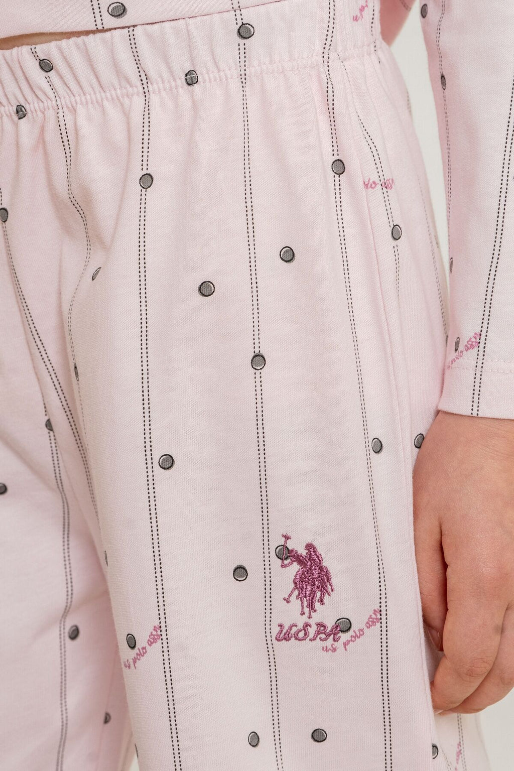 U.S. Polo Assn. Kız Çocuk Gömlek Pijama Takımı Nakışlı Pembe Uzun Kol Pijama Takımı US2726-C-V2