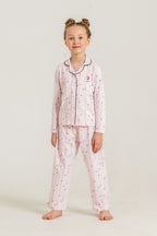 U.S. Polo Assn. Kız Çocuk Gömlek Pijama Takımı Nakışlı Pembe Uzun Kol Pijama Takımı US2726-C-V2