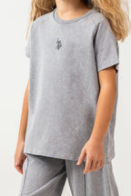 U.S. Polo Assn Kız Çocuk Gri Pijama Takım