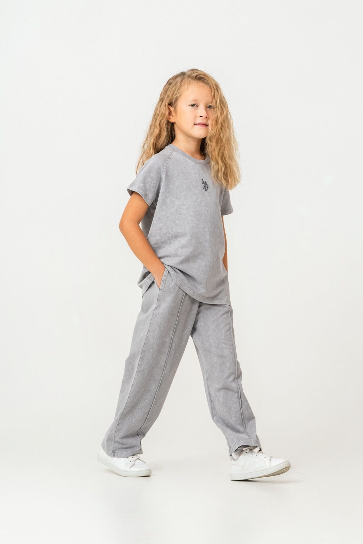 U.S. Polo Assn Kız Çocuk Gri Pijama Takım