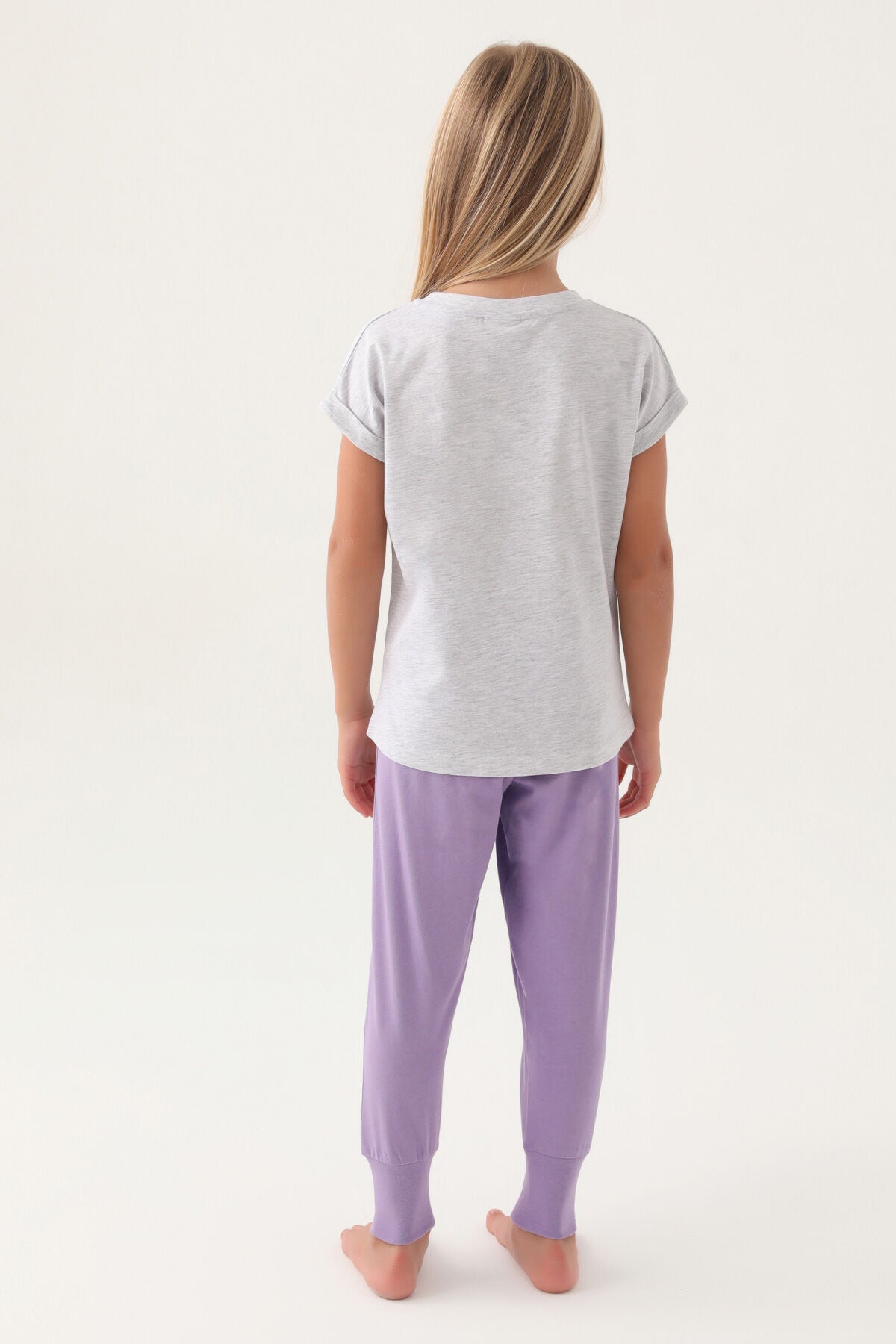 U.S. Polo Assn Lisanslı Starry Kar Melanj Kız Çocuk Pijama Takımı