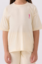 U.S. Polo Assn. Kız Çocuk Bisiklet Yaka Sargı Nakışlı Yazlık Regular Fit Sarı Bermuda Takım US1848-C-V20