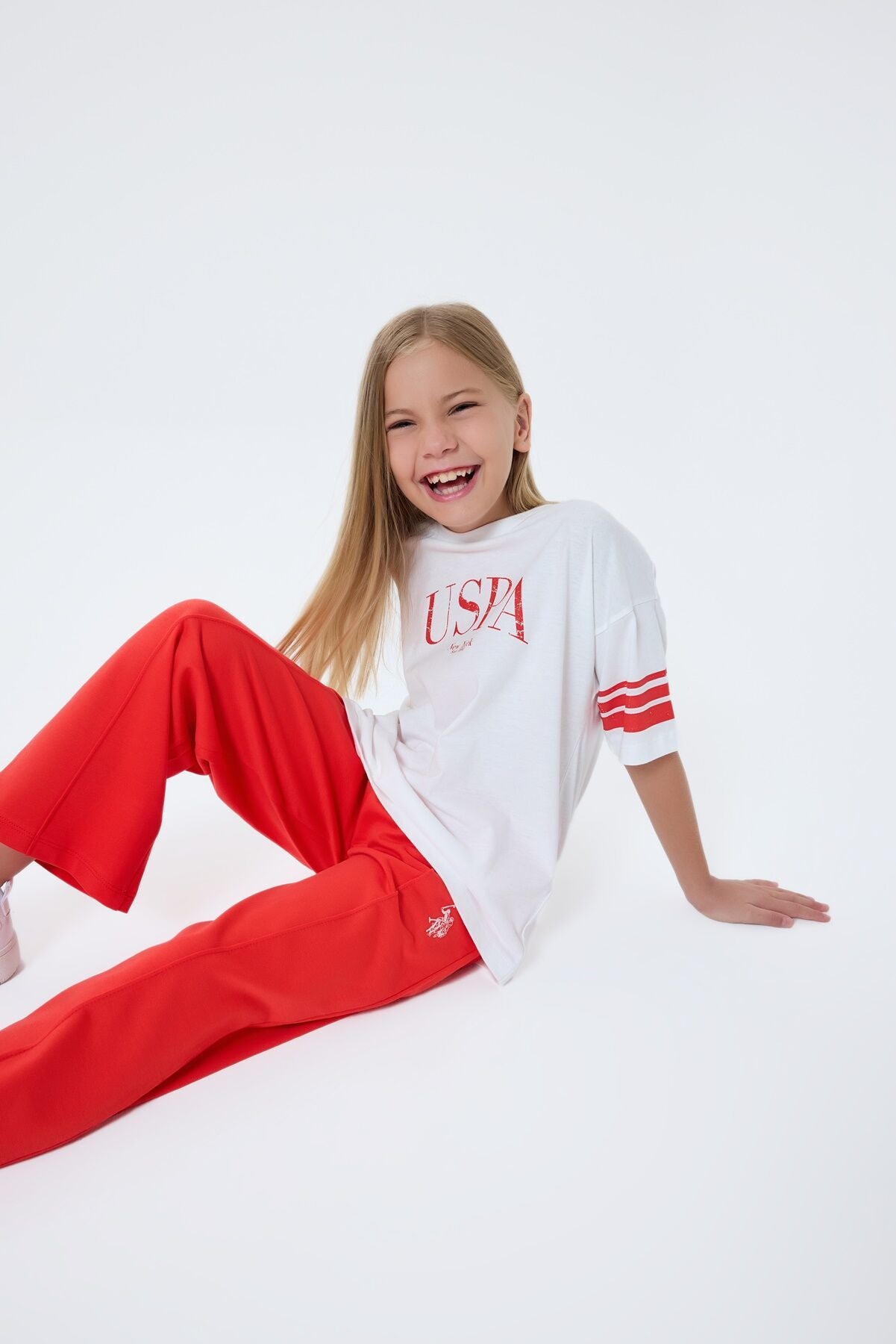 U.S. Polo Assn. Kız Çocuk Bisiklet Yaka Nakışlı Yazlık Regular Fit Turuncu Pijama Takımı US2525-C-V1 Ürün ikincil görseli