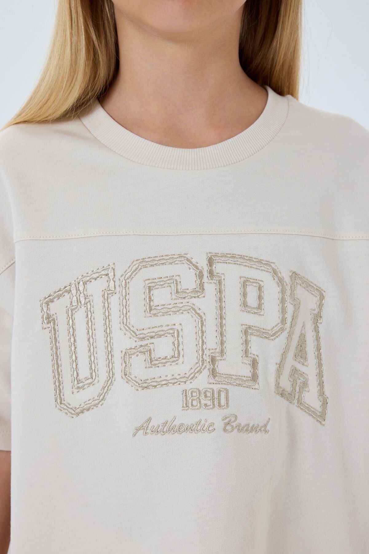 U.S. Polo Assn Kız Çocuk Krem Bermuda Takım