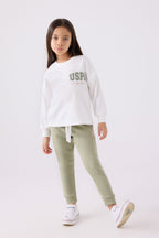 U.S. Polo Assn. Kız Çocuk Bisiklet Yaka Nakışlı Kışlık Regular Fit Beyaz Eşofman Takımı US1976-C-V1