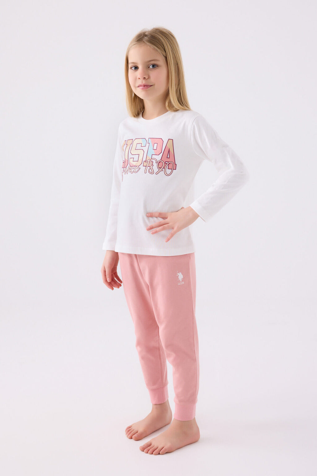 Kız Çocuk Krem Uzun Kol Pijama Takım