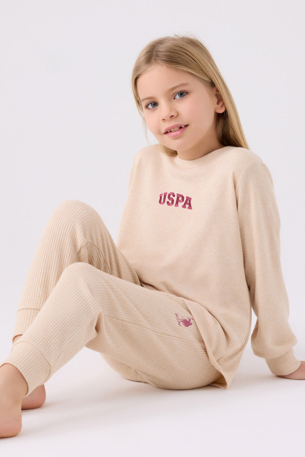 Kız Çocuk Krem Uzun Kol Pijama Takım