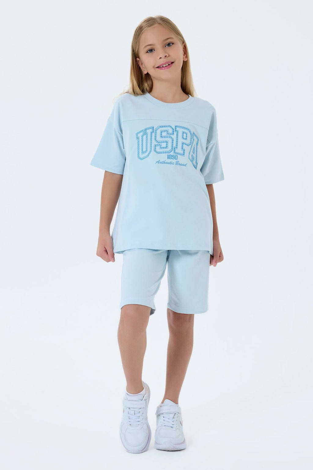 U.S. Polo Assn Kız Çocuk Mavi Bermuda Takım