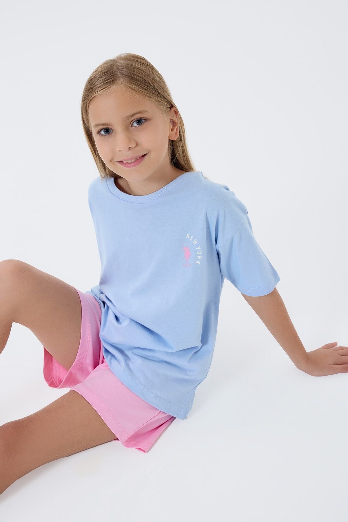 U.S. Polo Assn Kız Çocuk Mavi Şort Takım Ürün ana görseli