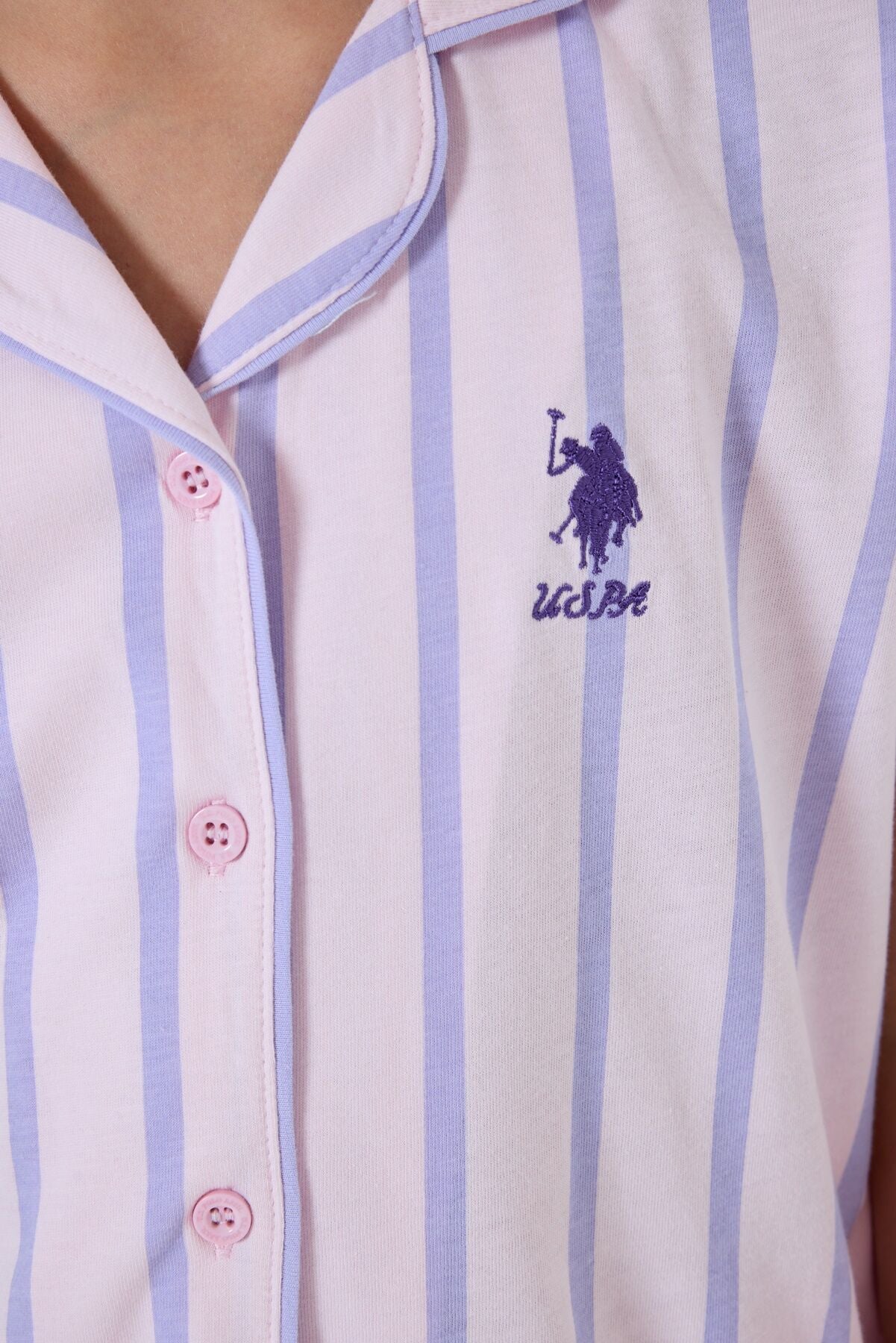U.S. Polo Assn Kız Çocuk Mor Gömlek Pijama Ürün ikincil görseli