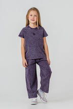 U.S. Polo Assn. Kız Çocuk Bisiklet Yaka Nakışlı Yazlık Regular Fit Mor Pijama Takımı US2529-C-V4