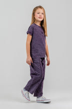 U.S. Polo Assn. Kız Çocuk Bisiklet Yaka Nakışlı Yazlık Regular Fit Mor Pijama Takımı US2529-C-V4