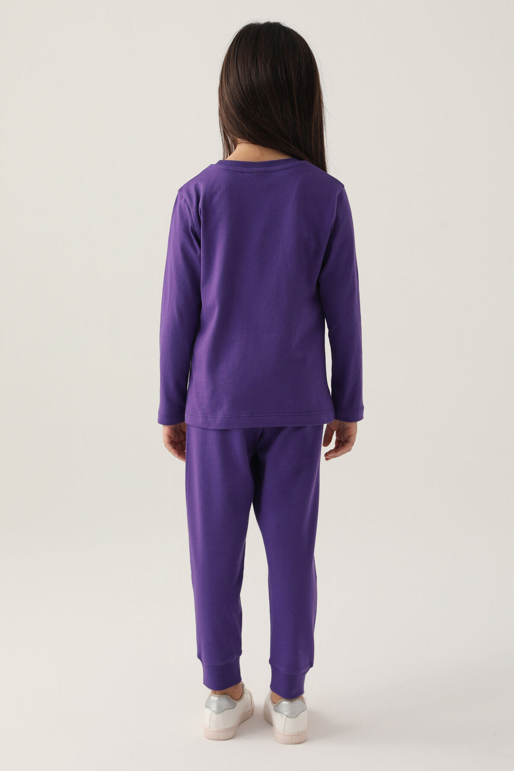 U.S. Polo Assn. Kız Çocuk Bisiklet Yaka Pigment Baskılı Kışlık Regular Fit Mor Pijama Takımı US1664-C-V5
