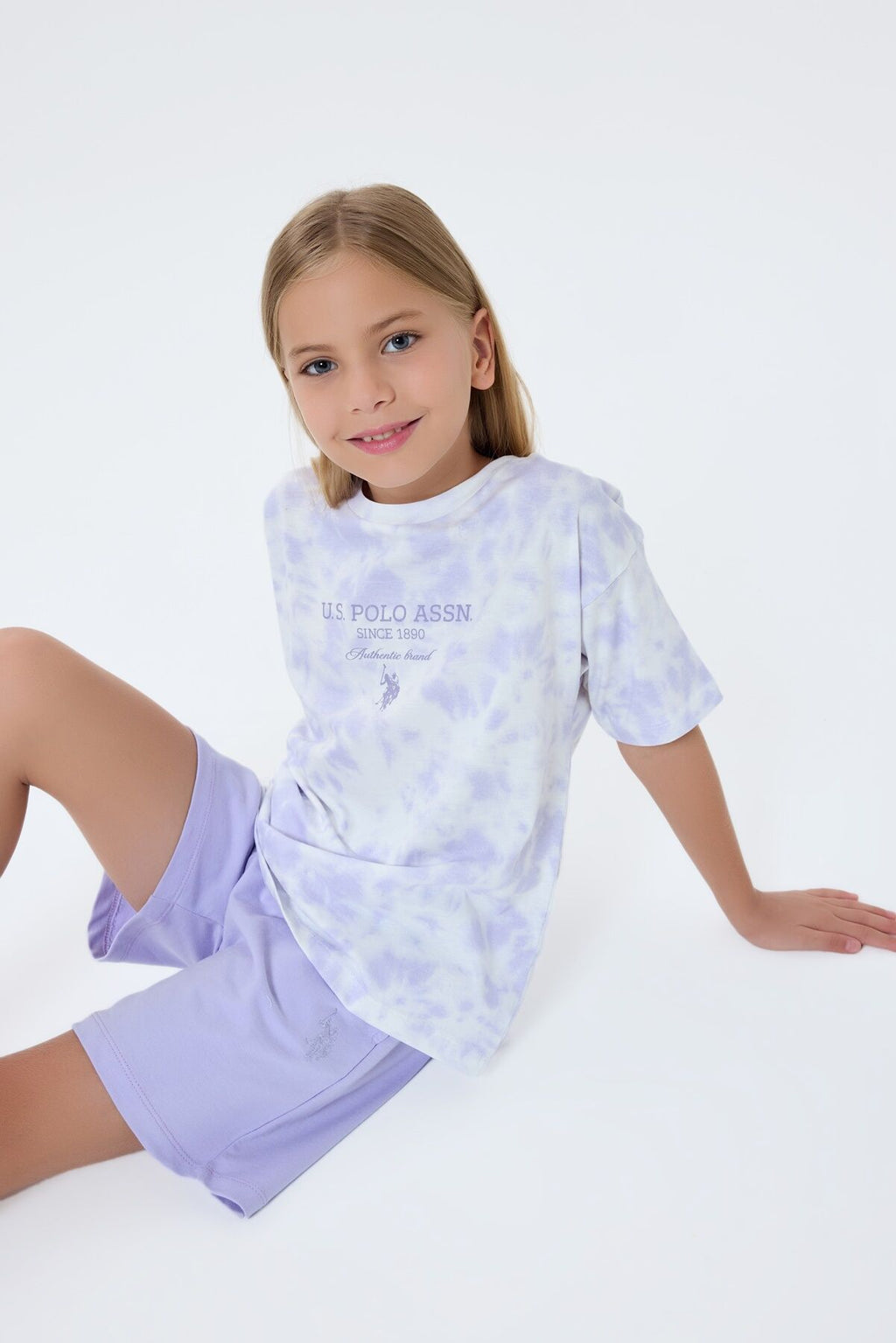 U.S. Polo Assn Kız Çocuk Mor Şort Takım