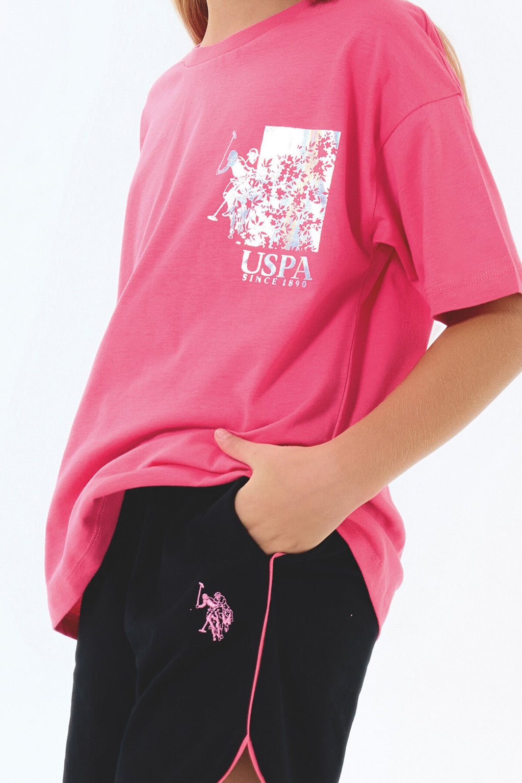 U.S. Polo Assn Kız Çocuk Mor Şort Takım