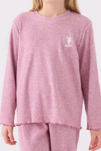 Kız Çocuk Pembe Uzun Kol Pijama Takım