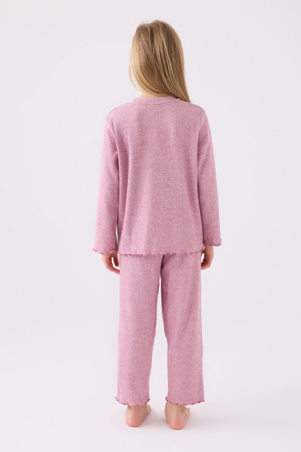 Kız Çocuk Pembe Uzun Kol Pijama Takım